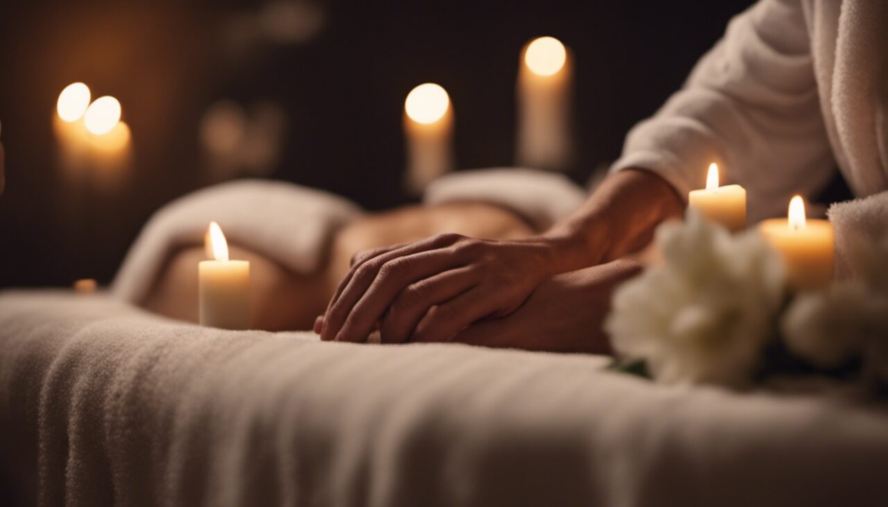 A man enjoying tantra erotic massage Istanbul parlor service in soft candle lit ambiance